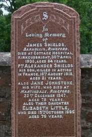 Shields family gravestone at Tongland.